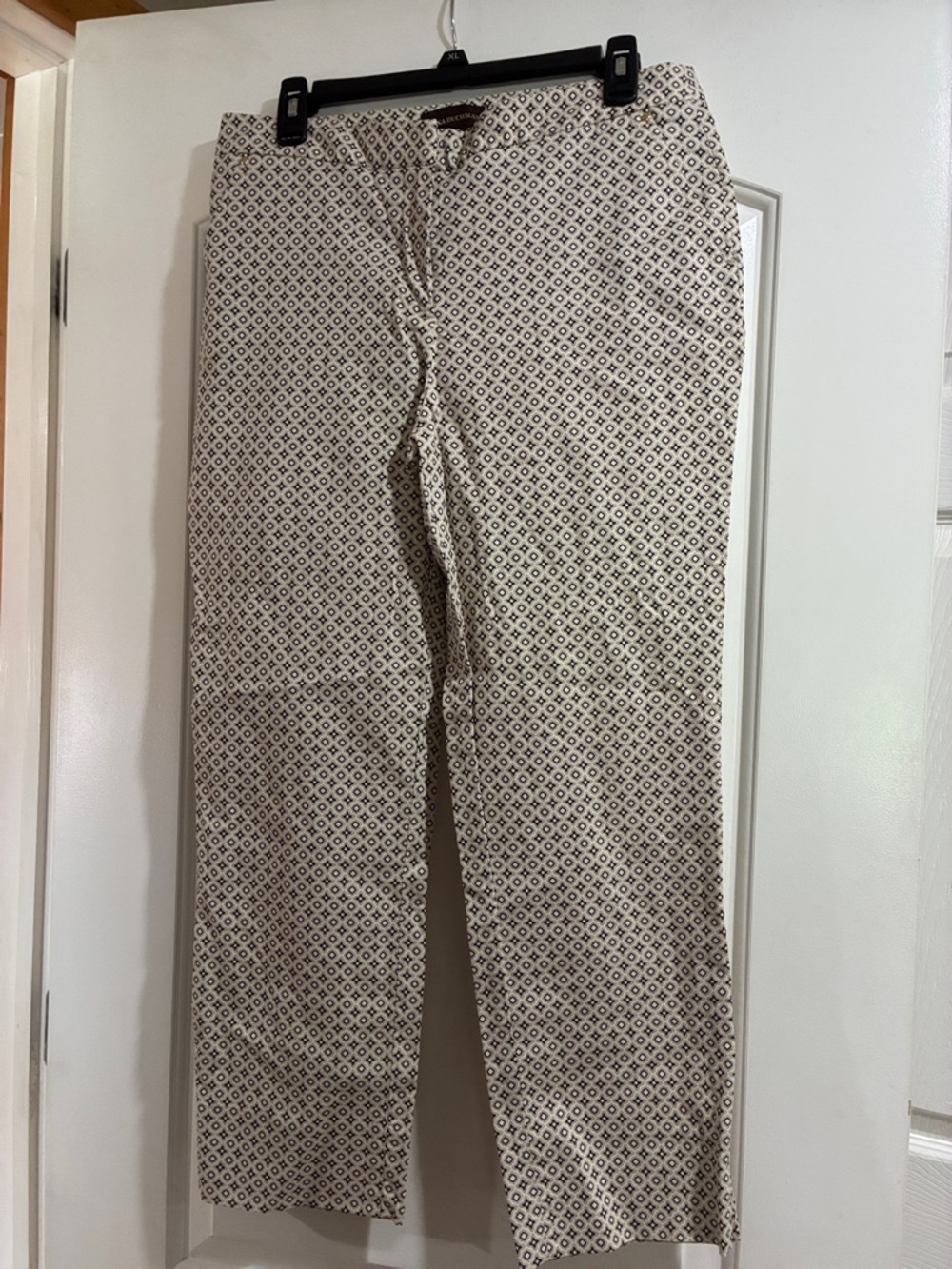 Dana Buchman Cream Geo-Print Straight Leg Pants